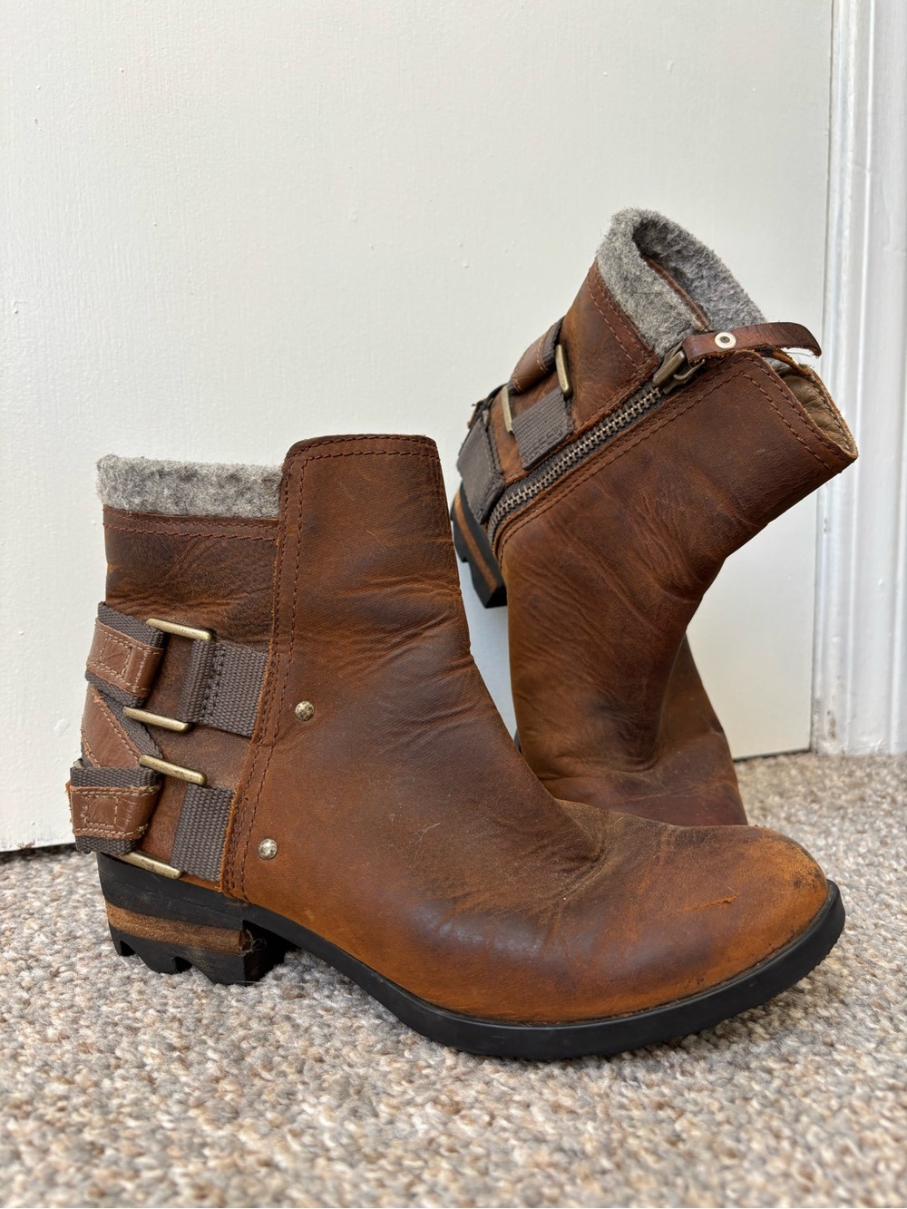 Sorel Brown Leather Ankle Boots